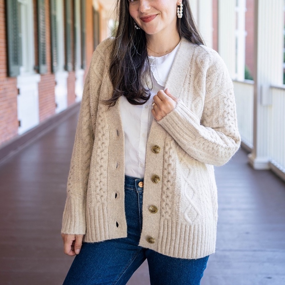 J.Crew stretch cable knit sweater